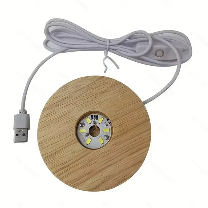 Wood Desktop Decorative Lights Light Base Night Light Wooden Led Usb Display Light Display Stand Lamp Holder Lamp Art Ornamen