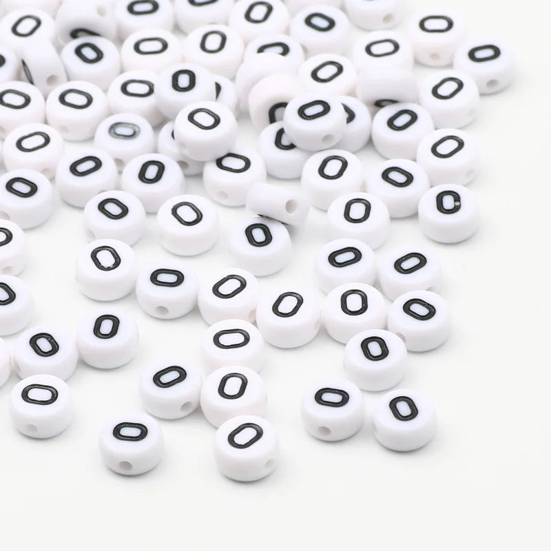 50/100pcs/lot 7x4mm White Round A-Z Alphabet Letter Acrylic Loose Spacer Beads for Jewelry Making Diy Bracelet Accessories