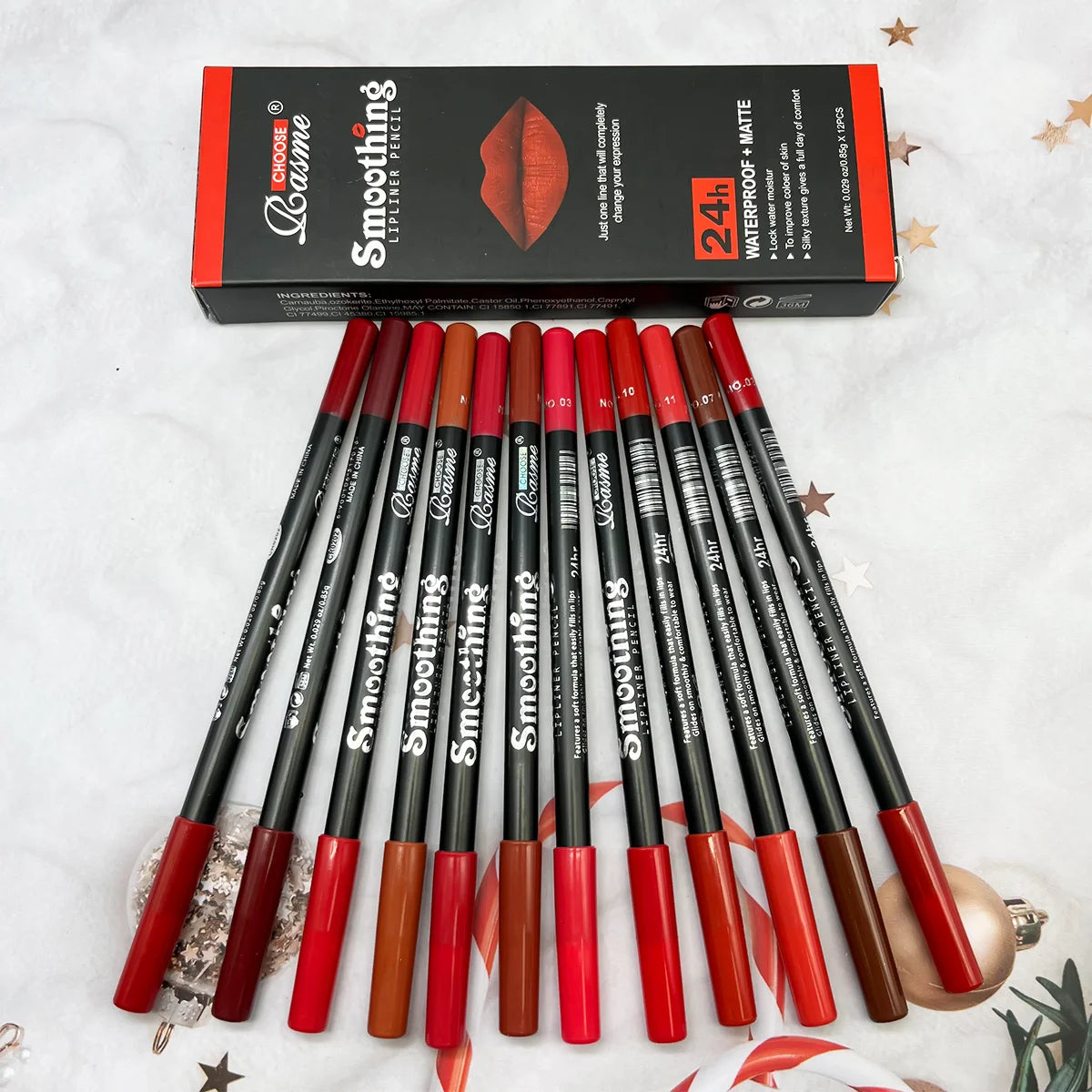 12 Pcs Long-Lasting Lipstick Set with Professional Lip Liner Pencil and Matte Lip Gloss for Women Valentine's Day Gifts