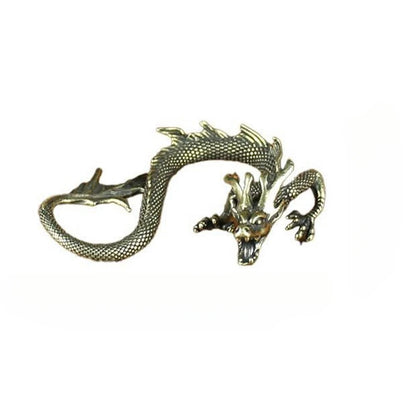 Vintage Brass Chinese Zodiac Dragon Miniature Statue Desktop Ornament Chinese Mythical Beast Figurine Retro Home Decor Craft
