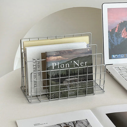 Ins Minimalist Iron Desktop Storage Rack Organizer Table Organizing Rack Document Book Rack Desk Multi-functional Storage Rac