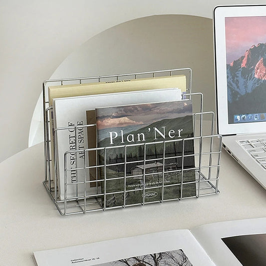Ins Minimalist Iron Desktop Storage Rack Organizer Table Organizing Rack Document Book Rack Desk Multi-functional Storage Rac