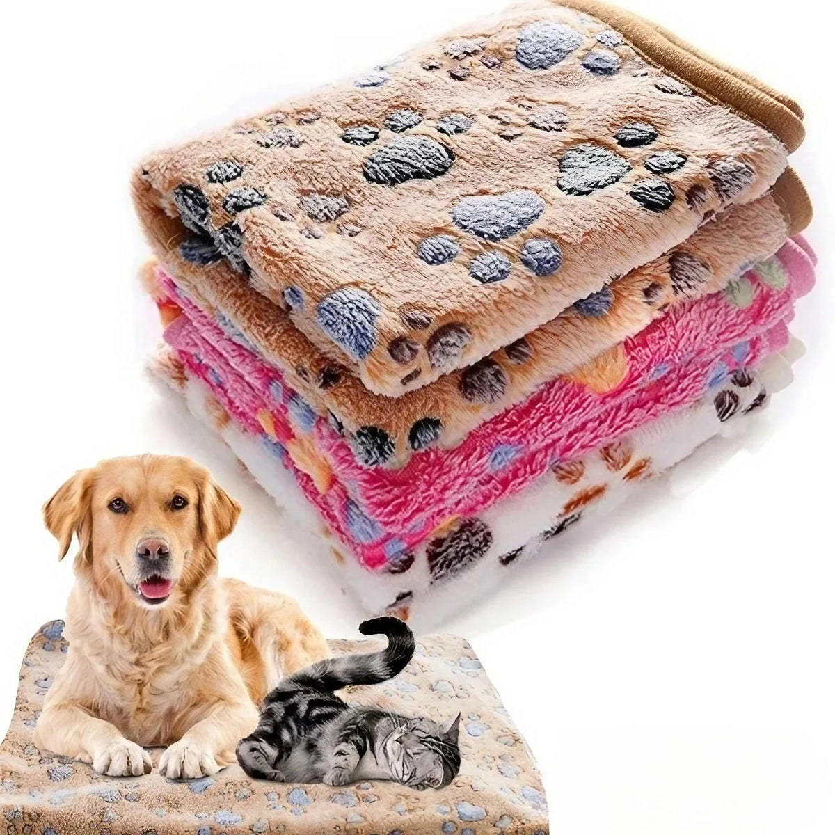Soft Fluffy Pet Blanket Cute Cartoon Pattern Pet Mat Warm and Comfortable Blanket for Cat Dogs