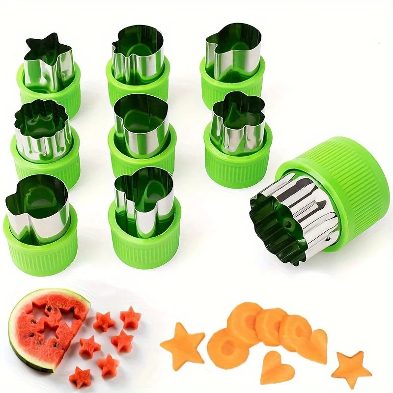 9PCS/Stainless steel Cookie and Vegetable Cutting Set - Mini fruit and cookie embossing molds for children's baking - 9PCS