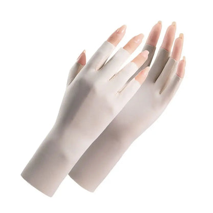 Sunscreen Gloves For Nail Art Gel UV LED Lamp Tool Nail Art Glove UV Protection Gloves Protecter Gloves - beige