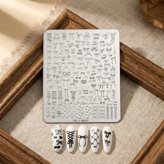 Striped Background Pattern Nail Stamping Plate DIY Template Stencil Manicure Nail Art Tool
