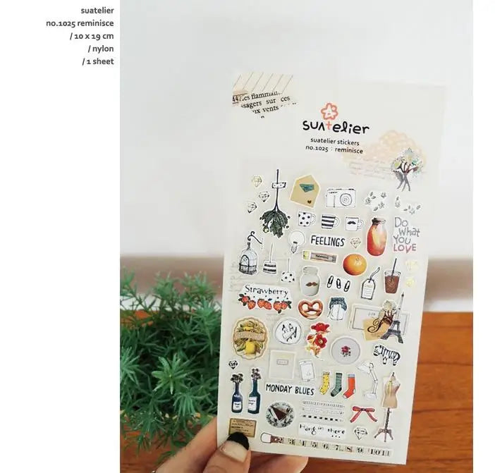 Korean Suatelier Stickers Cute Home Style Scrapbooking DIY Junk Journal Diary Stationery Deco Sticker Handiwork Craft Supplie