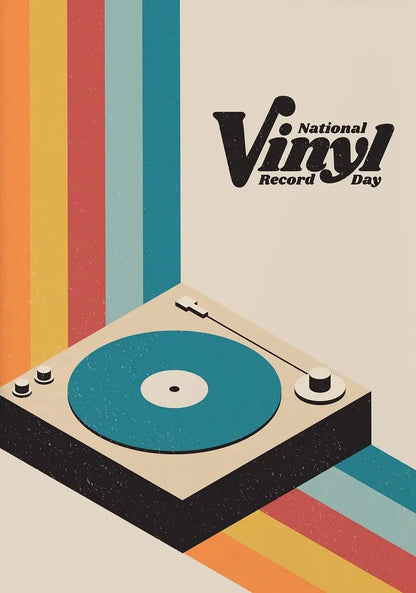 Retro Vinyl Record Print Mid Century Music Minimal Pastel Poster Colorful Wall Art Trendy Minimalist Turntable Home Room Deco