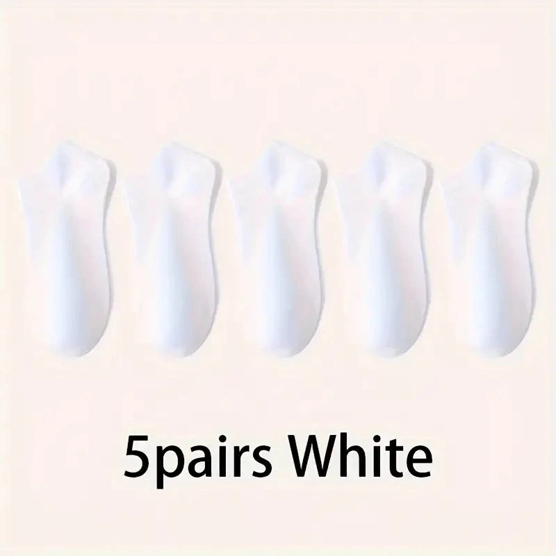 5/10-Pack Unisex Comfort-Fit Ankle Socks For All, Breathable & Lightweight - Ideal For Sports & Daily Wear - 5pairs White