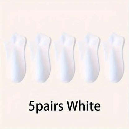 5/10-Pack Unisex Comfort-Fit Ankle Socks For All, Breathable & Lightweight - Ideal For Sports & Daily Wear - 5pairs White
