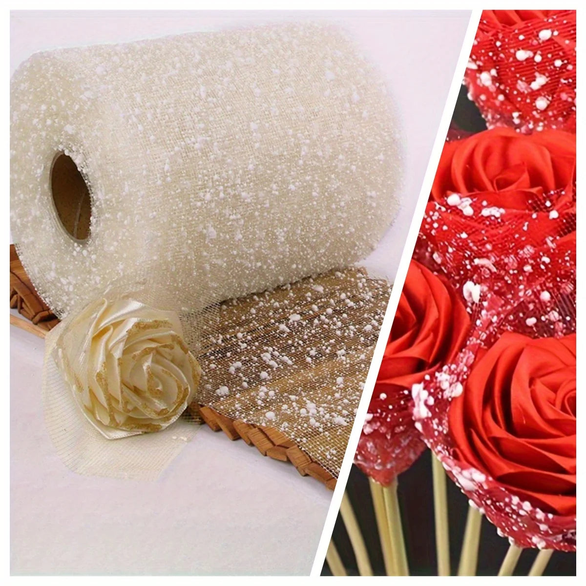 Handcrafted Silk Ribbon Rose Wrapping Paper - Versatile for Bouquets, Home & Office Decor | Available in Multiple Colors