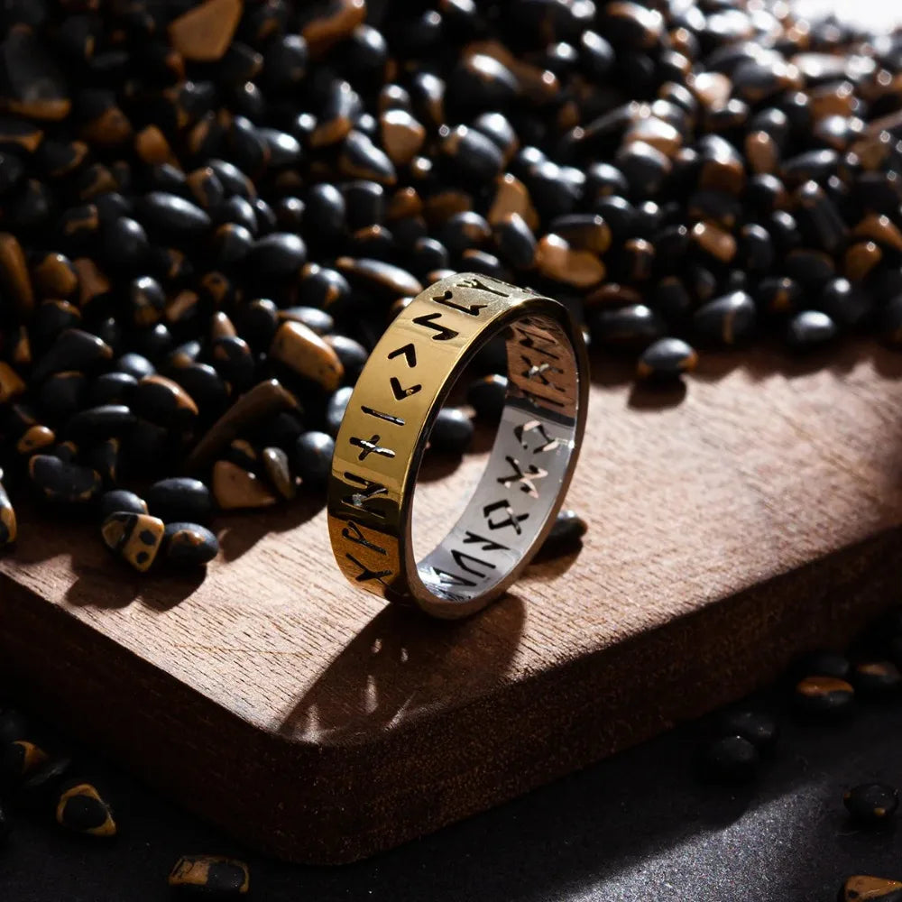 Vintage 6mm Out Odin Norse Viking Amulet Rune Rings for Men Words Ring Wedding Jewelry Valentine's Gifts