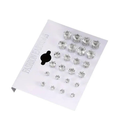 12 Pairs Six Claw Zircon Earrings Set Geometric White Shiny Crystal Wedding Stud Earrings Set for Women Men Jewelry Accessori