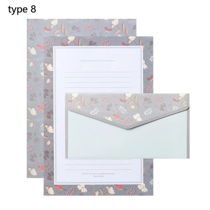 6Pcs Differrent Design Writing Paper With 3Pcs Envelopes Cartoon Pattern Vintage Floral Letter Stationery School Office Suppl