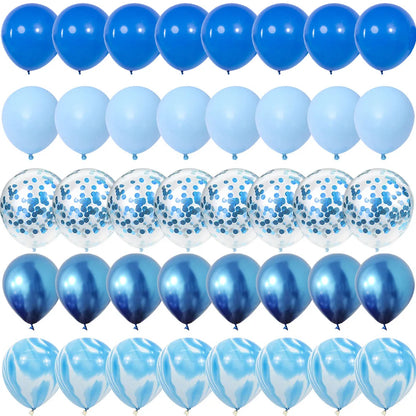 40Pieces Blue Set Balloons Metal Latex Confetti Balloon Wedding Valentine's Day Globos Baby Shower Birthday Party Decorations
