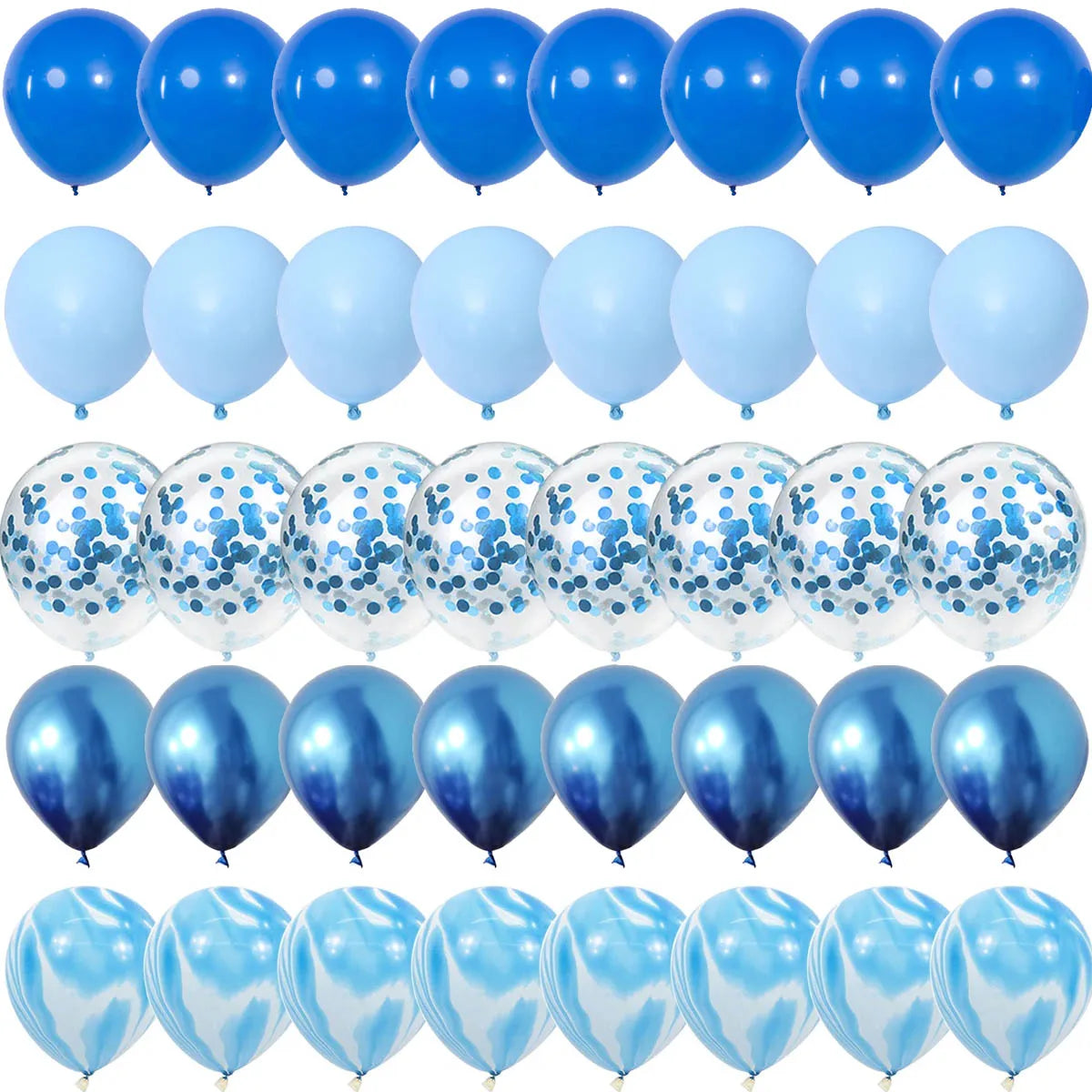 40Pieces Blue Set Balloons Metal Latex Confetti Balloon Wedding Valentine's Day Globos Baby Shower Birthday Party Decorations
