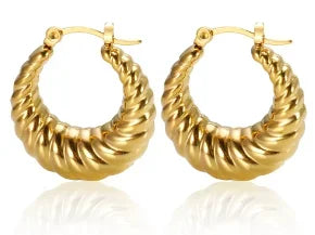 Shiny Zircon Hoop Earrings for Women Trendy Golden Stainless Steel Circle Earring Jewelry Pendientes - D37 Gold