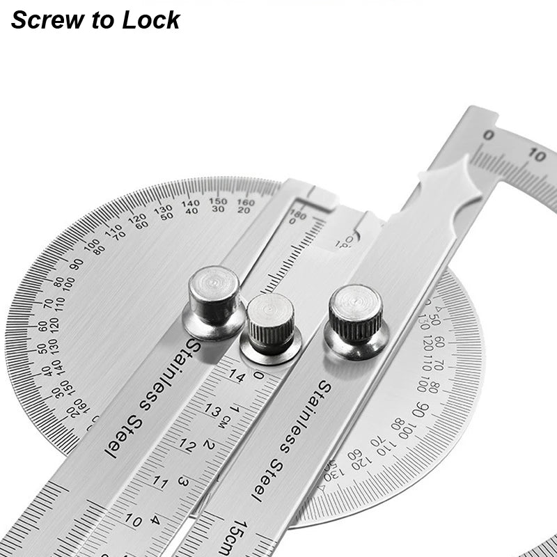 Angle Meter Measure Protractor Ruler Metal Finder 180 Degree Guage Goniometer Stainless Steel Woodworking Wood Measurement To
