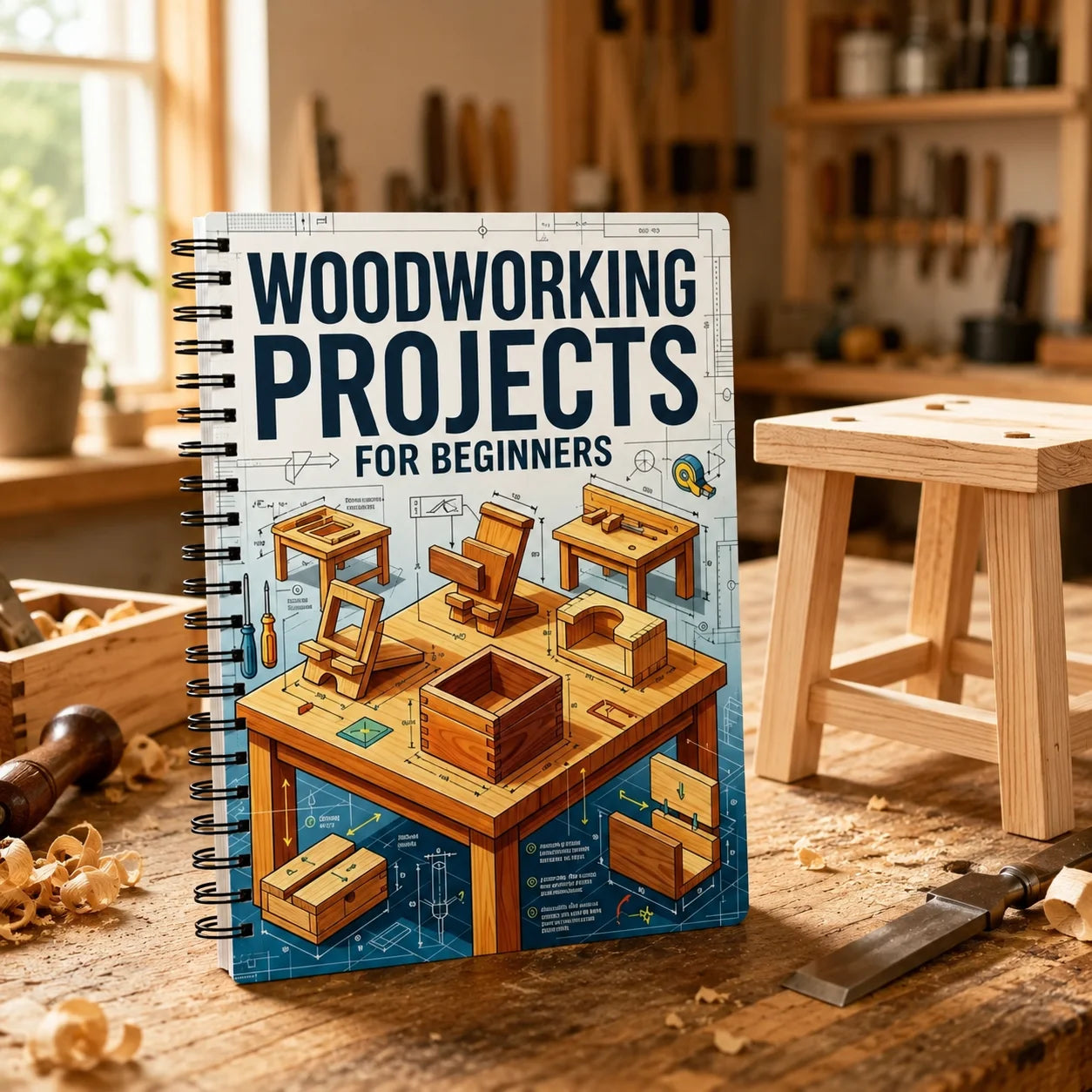 Beginner Woodworking Guide DIY Project Book Step by Step Wood Craft Manual for Adults Home Workshop Learning