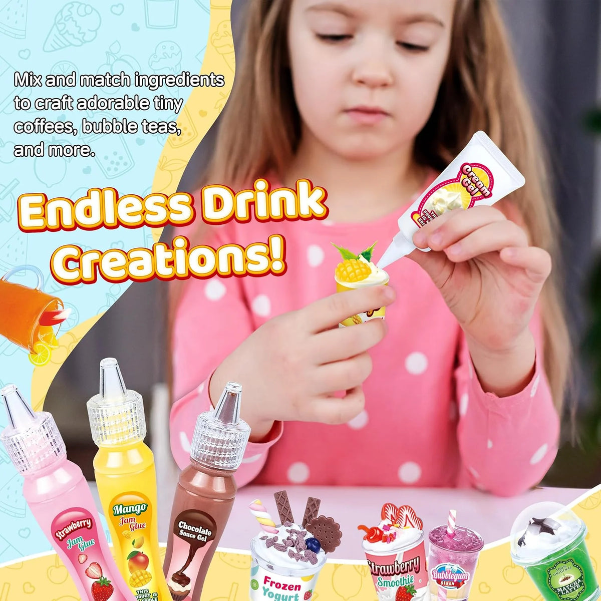 Miniature Drink Marker Kit, Miniature Food Toys, Kitchen Pretend Food DIY Crafts Kits for Kids Ages 8-12, Girls Gift for