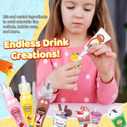 Miniature Drink Marker Kit, Miniature Food Toys, Kitchen Pretend Food DIY Crafts Kits for Kids Ages 8-12, Girls Gift for