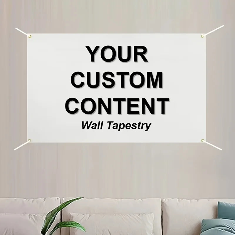 1pc Custom Banner with Your Designed Pattern or Text, Personalized Image or Text Canvas Background, with 4 Grommets, Polyeste
