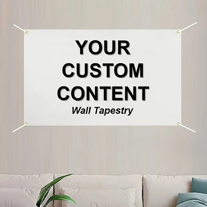 1pc Custom Banner with Your Designed Pattern or Text, Personalized Image or Text Canvas Background, with 4 Grommets, Polyeste