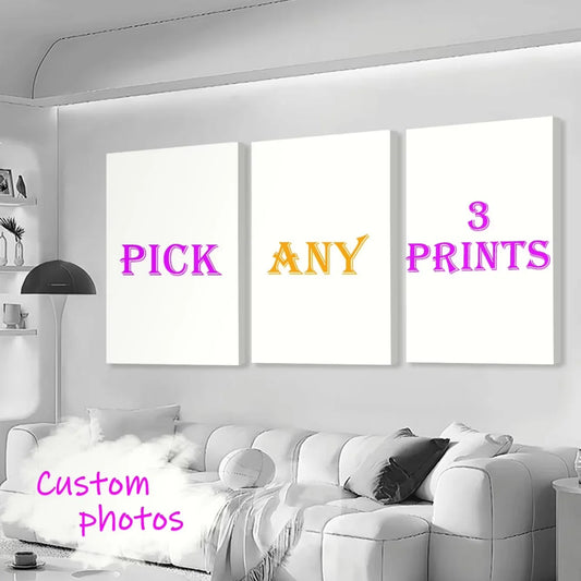 1/2/3pcs Custom Canvas Printing Personalized Photo Suitable for Family Life Pets Scenery Couple Weddings Home Decor Poster Gi