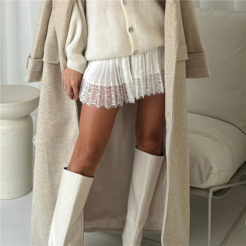 Women Lace Mini Skirt Low Rise Layered Ruffle Hem Black White Chic Mini Skirt Lingerie Short Skirts Fairycore Skirt Streetwea