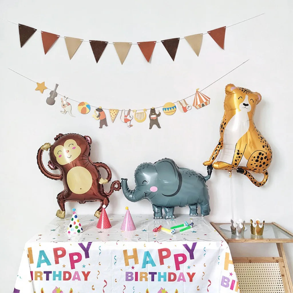 New Cartoon Animal Theme Foil Balloon Jungle Safari Forest Lion Rabbit Kids Birthday Decoration Supplies Elephant Giraffe Bal