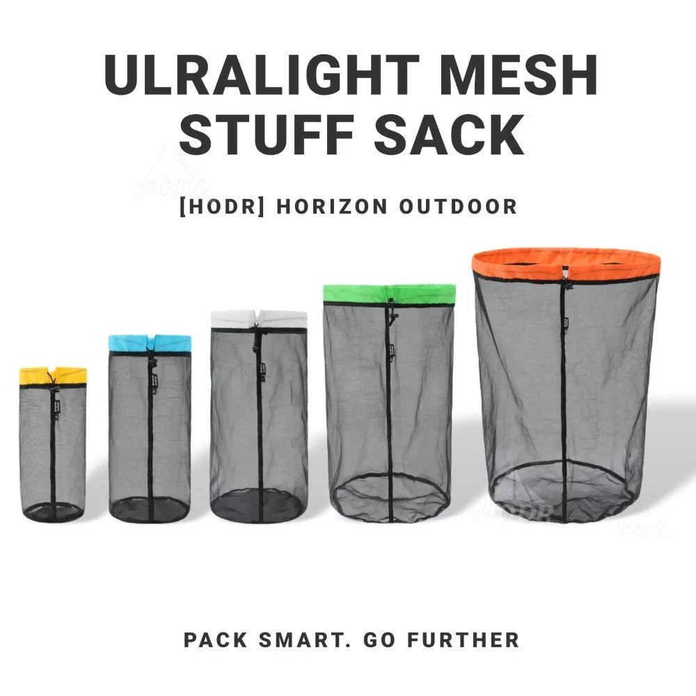 [HODR] Mesh Bags Lightweight Mesh Stuff Sack Drawstring Storage Bags Compression Pouches for Camping, Hiking, Laundry & Groce