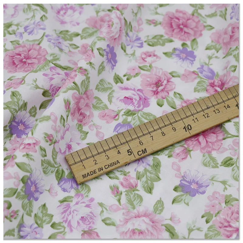 160cm*50cm Pure cotton twill fabric cotton cloth cotton floral 1.6 meters wide pastoral plaid DIY pink fabric - A