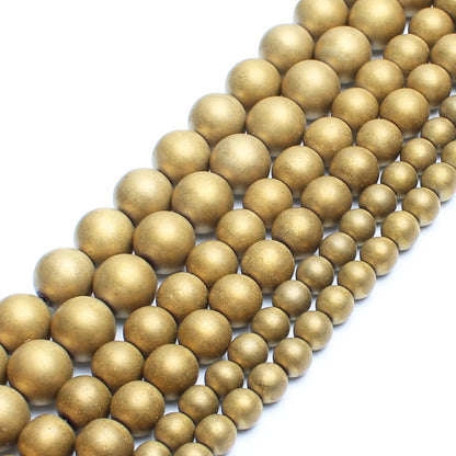 Natural Stones Rhodium Rose Gold Plated Hematite Round Loose Mineral Beads for Bracelet DIY Jewelry Making 15inch 2/3/4/6/8/1