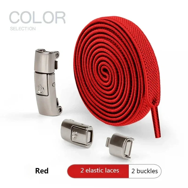 8MM No Tie Shoe Laces Press Lock Shoelaces Without Ties Elastic Laces Sneaker Kids Adult Widened Flat Shoelace for Shoes - Re