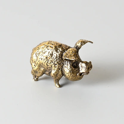 Vintage Brass Pig Small Ornaments Pure Copper Crafts Home Office Desktop Animal Decorations