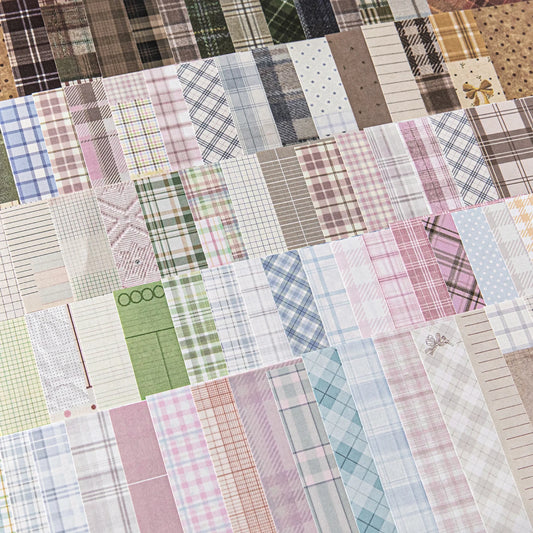 50pcs creative plaid Decor Scrapbook Vintage Material Paper Kit DIY Junk Journal Collage Photo Album Retro Background paper ﻿