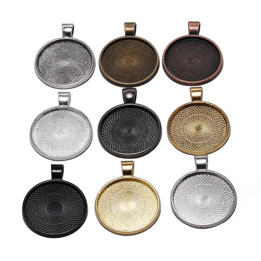 10Pcs 20/25/30mm Necklace Pendant Setting Cabochon Cameo Base Tray Bezel Blank For Pendants Cabochons Jewelry Making Accessor