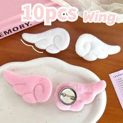 5/1Pairs Small Angel Wings Brooch Japanese Plush Angel Wings Brooch Badge Sweet Pin Doll Cosplay Y2K Fluffy Angel Wing Bag De