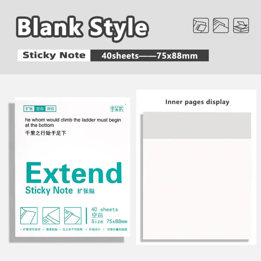 Lined/Blank/Grid Sticky Notes Clear See-Through No Blocking Text Extend Sticky Notes Self-Adhesive Memo Pads Gift - -L-Blank