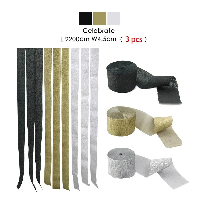 3pcs/set Rainbow Crepe Paper Streamers for Wedding Birthday Party Backdrop Decoration Colorful Paper Crepe Garland Ribbon Dec