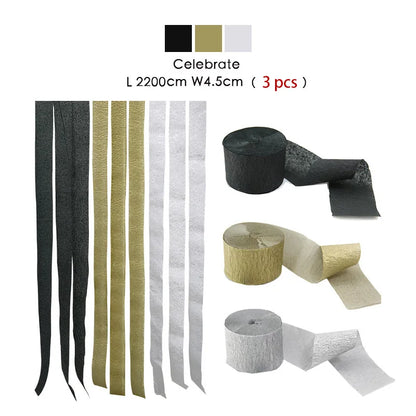 3pcs/set Rainbow Crepe Paper Streamers for Wedding Birthday Party Backdrop Decoration Colorful Paper Crepe Garland Ribbon Dec