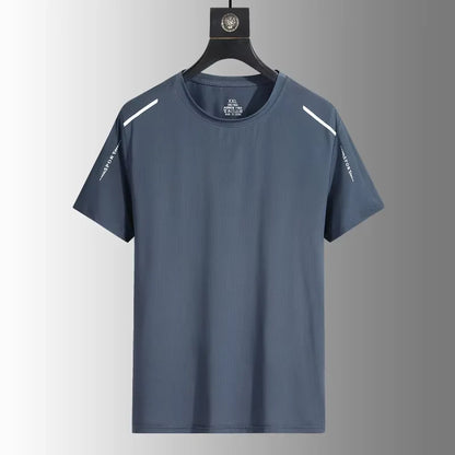 Summer Men's Running Quick Drying T-shirts Breathable Hiking Fishing Tees Soft Elasticity Outdoor Sports Short Shirt