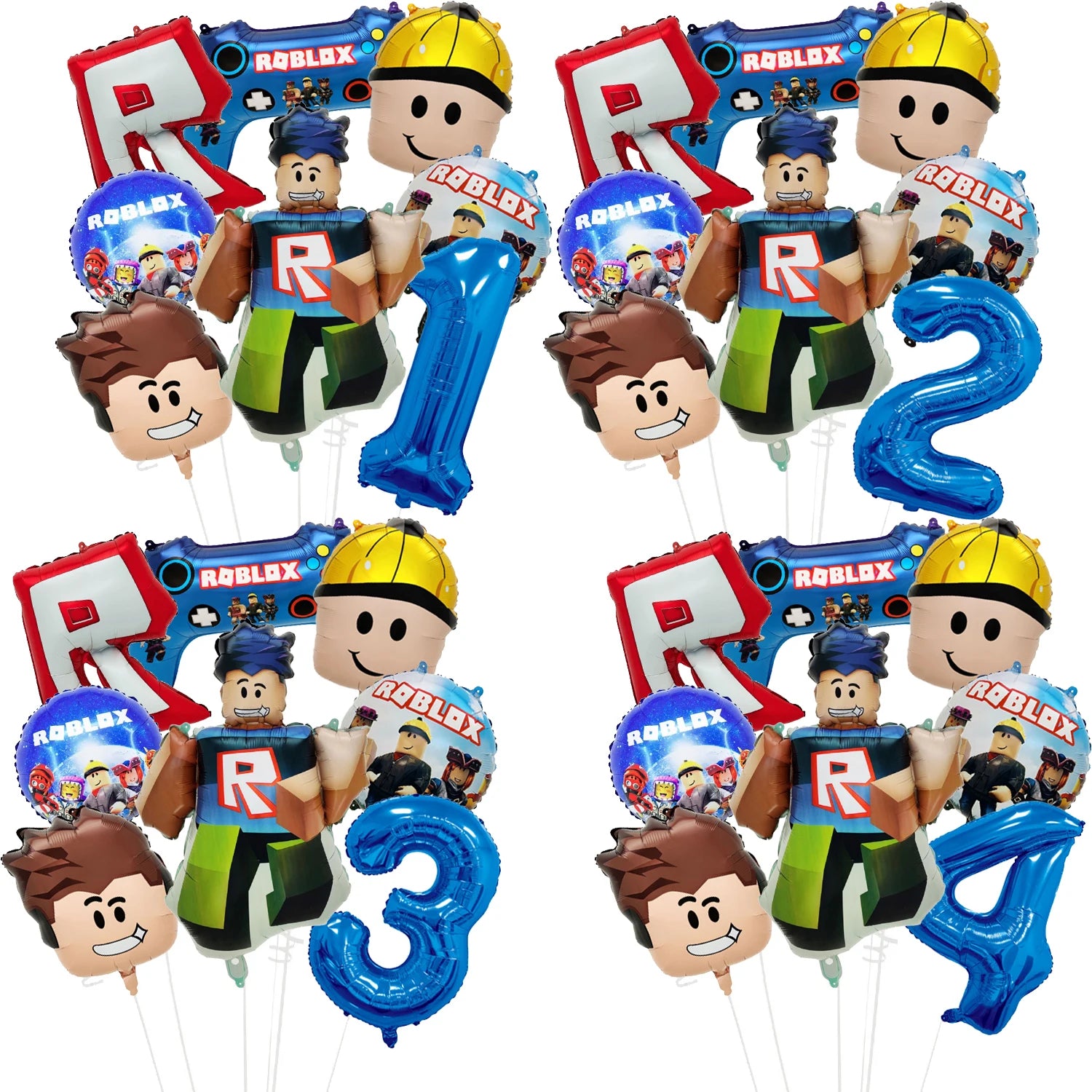 Roblox Foil Latex Balloons Happy Birthday Party Decoration Game Set Tableware Tablecloth Cake Topper Backdrop Toy Party Suppl