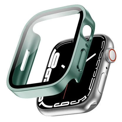 Glass+Case for Apple Watch 42 46mm 45mm 41 49 44mm 40 Mm Straight Edge Screen Protector Cover Case iWatch SE 6 7 8 9 10 11 Ul