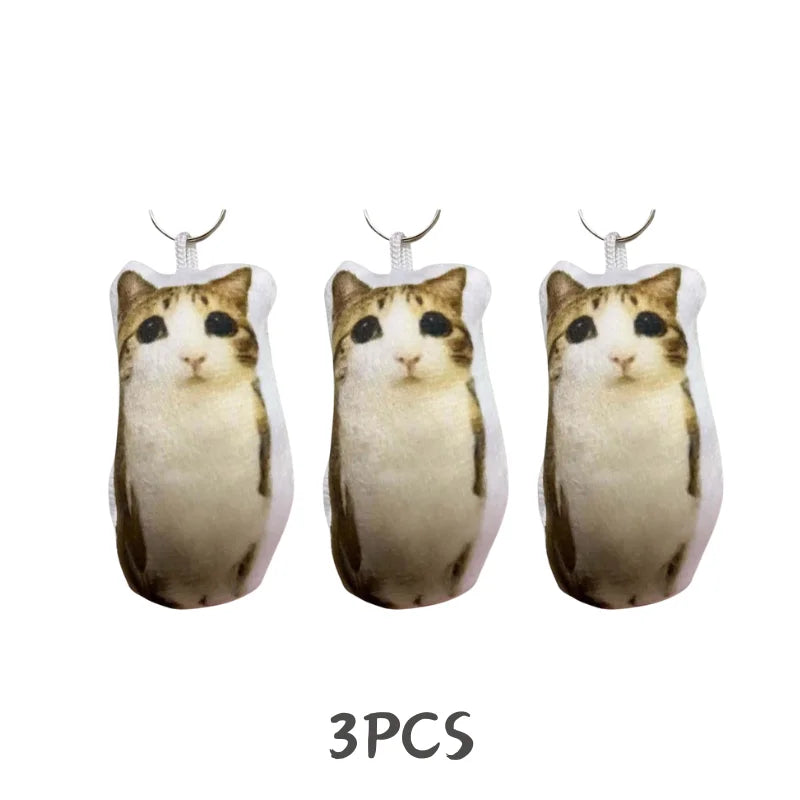 Cat Voice Keychain With Sound Funny Cute Rotating Keyring Pendant Portable Plush Cartoon Bag Pendant Gift For Backpacks 열쇠고리 