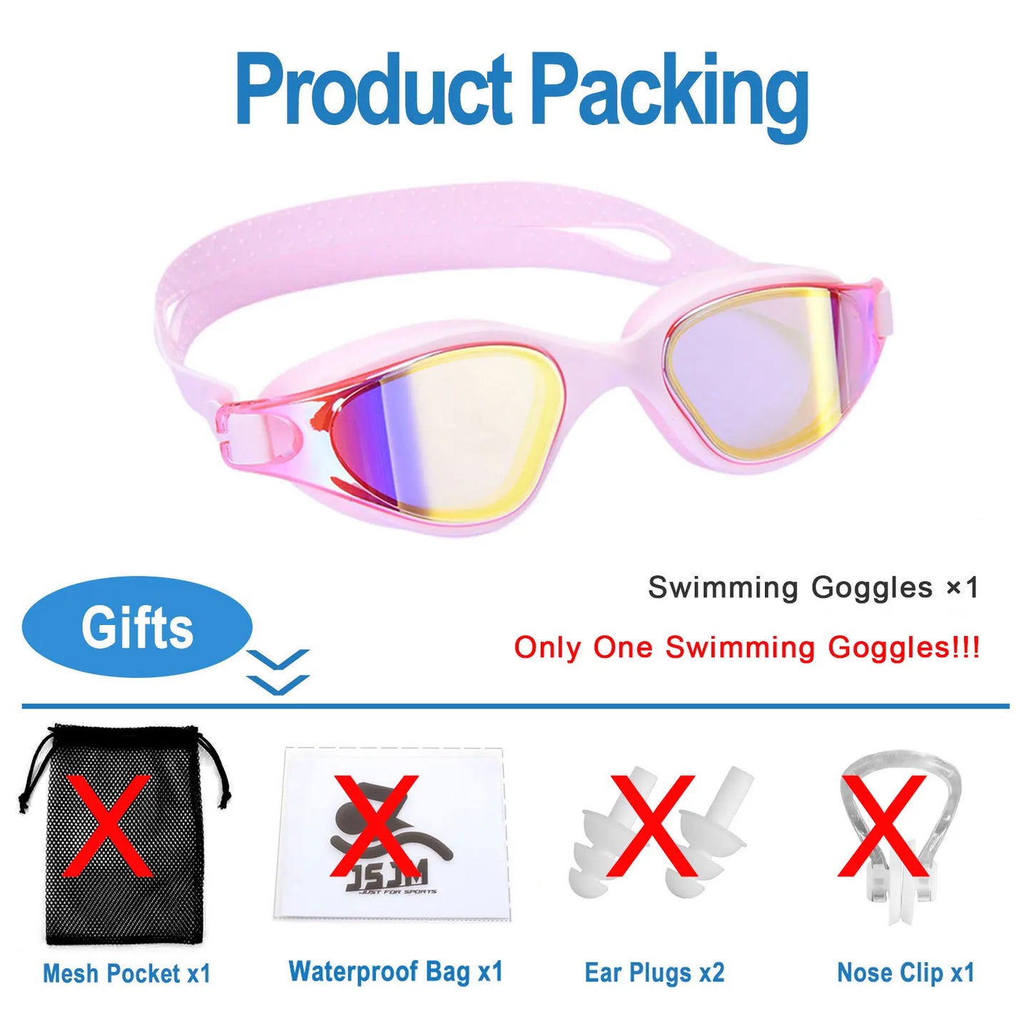 Unisex Adult Swimming Goggles – Anti-Fog Swim Glasses for Men & Women – Adjustable Silicone Waterproof Professional Swim Eyew