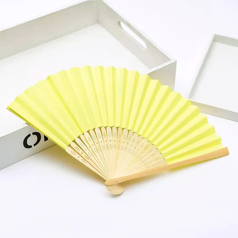 Hand Held Fan Paper Folding Fan Party Decorative New Fashionable Simple Decorative Blank Folding Fans Candy Colored Can DIY -