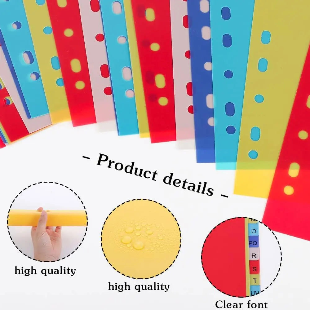 21Pcs Binder Dividers, A-YZ Alphabet Label Notebook Dividers, Suitable for 2/3/4/11 Ring Binders.