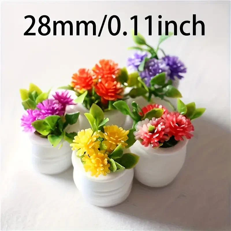 5pcs Mini Flower Pot Decorations Dollhouses Vibrant Artificial Flowers Home Decor Car Mini Flower Pots Holiday Gifts Party Fa