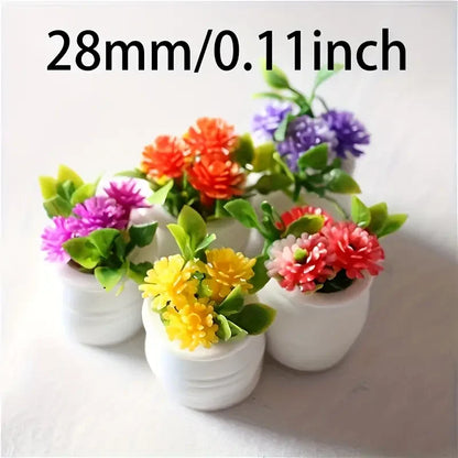 5pcs Mini Flower Pot Decorations Dollhouses Vibrant Artificial Flowers Home Decor Car Mini Flower Pots Holiday Gifts Party Fa